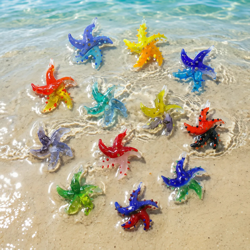 Aquarium Fish Marine - Mini Glass Starfish Pendant Colorful Cute